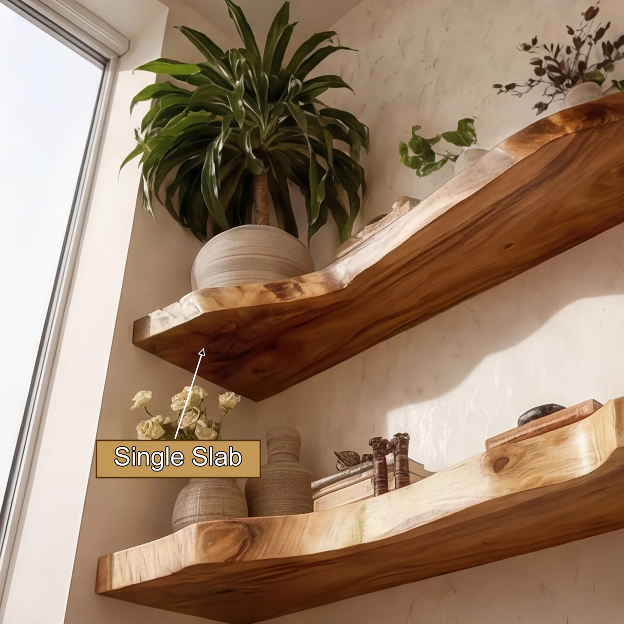 Kavion Live Edge Solid Wood Floating Shelf SPA486225 - Timberustic Floating Shelf