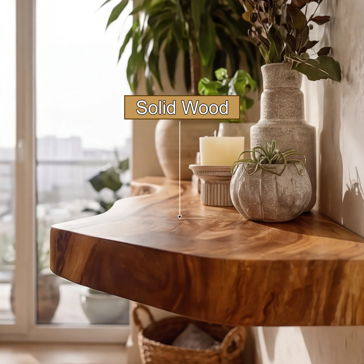 Kavion Live Edge Solid Wood Floating Shelf SPA486225 - Timberustic Floating Shelf