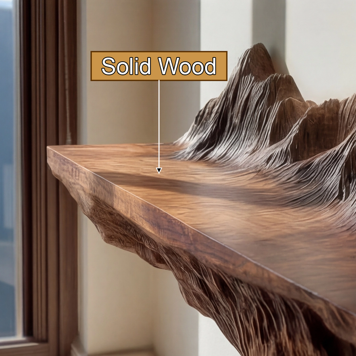 Kavren Sculpted Solid Wood Mountain Floating Shelf SPA983982 - Timberustic Floating Shelf