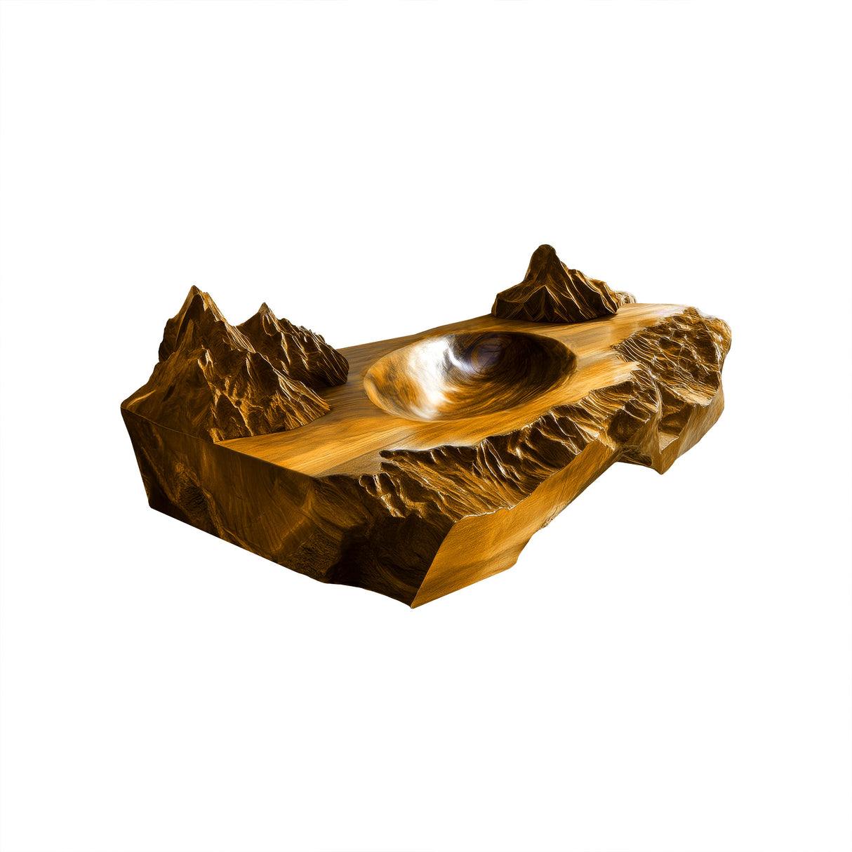Kavros Sculptural Carved Solid Wood Floating Bathroom Vanity with Integrated Sink Teak - Timberustic Floating Bathroom Vanity with Integrated Sink