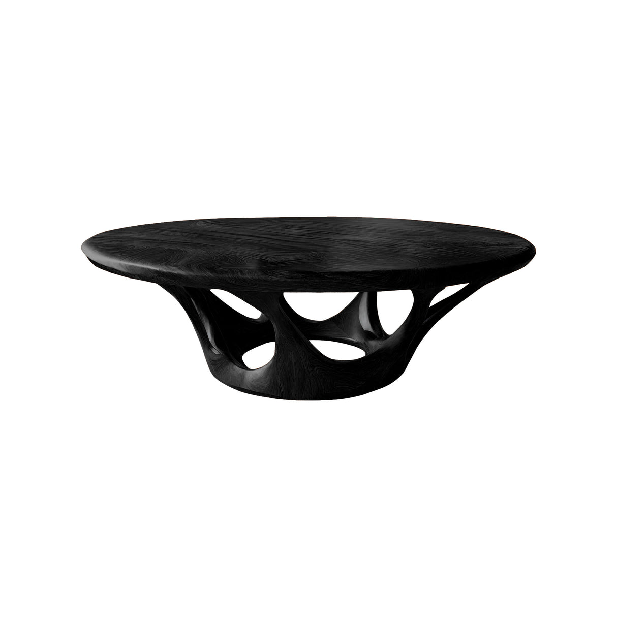 Kavryn Sculpted Solid Wood Round Coffee Table Black - Timberustic Coffee Table