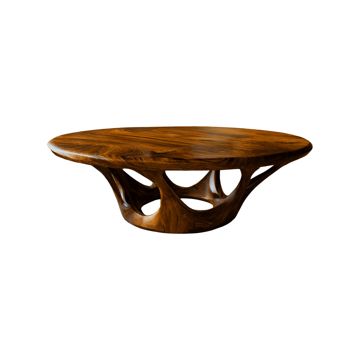 Kavryn Sculpted Solid Wood Round Coffee Table Brown - Timberustic Coffee Table