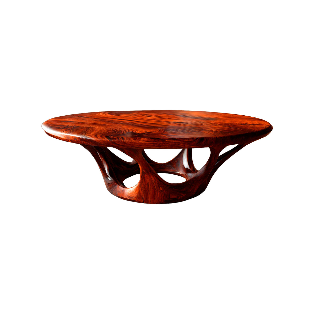 Kavryn Sculpted Solid Wood Round Coffee Table Mahogany - Timberustic Coffee Table