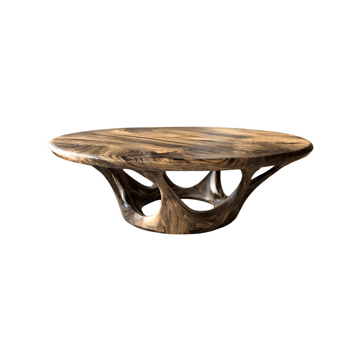 Kavryn Sculpted Solid Wood Round Coffee Table Natural Oak - Timberustic Coffee Table