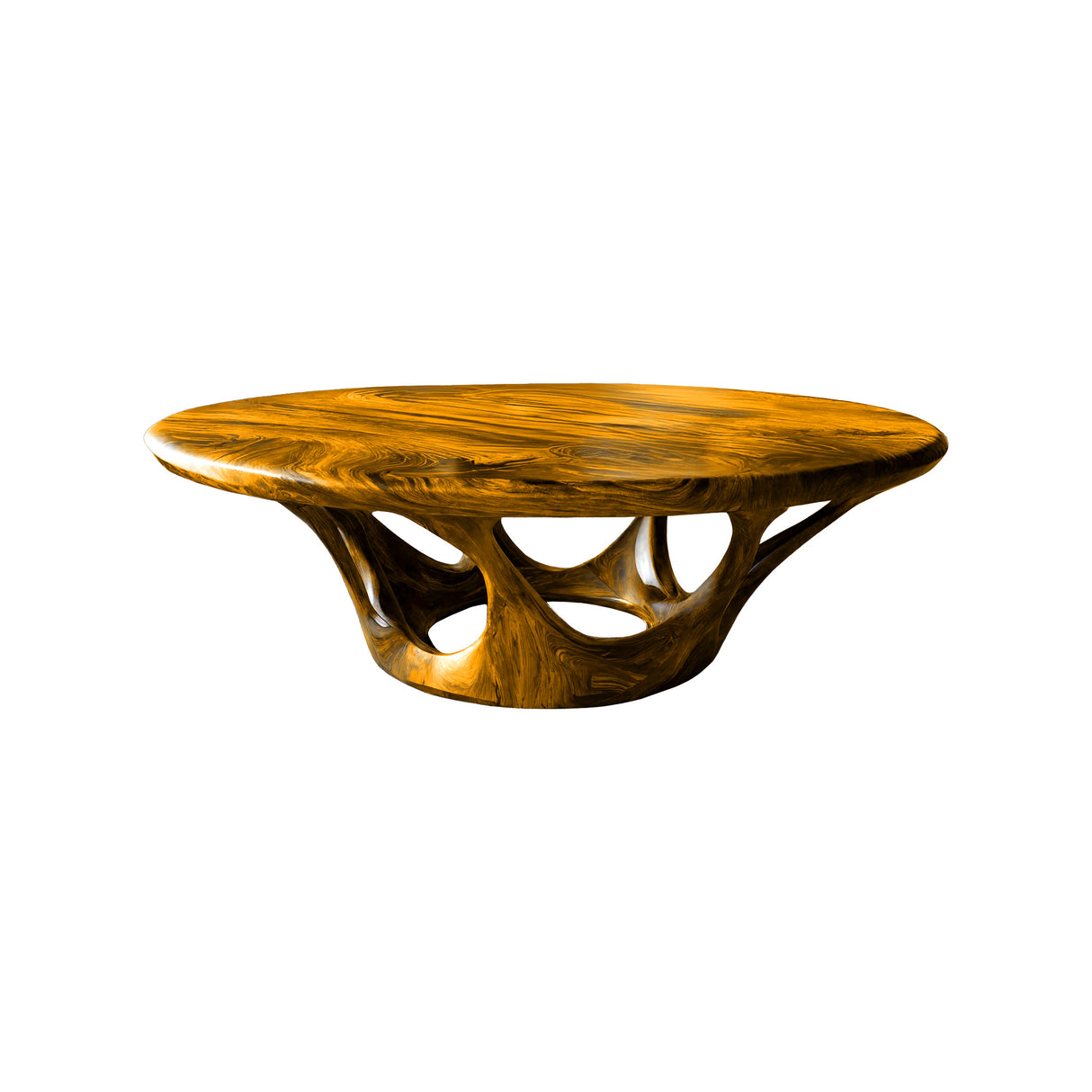 Kavryn Sculpted Solid Wood Round Coffee Table Teak - Timberustic Coffee Table