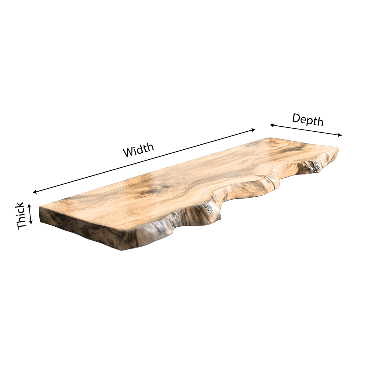 Kelvion Live Edge Solid Wood Floating Shelf