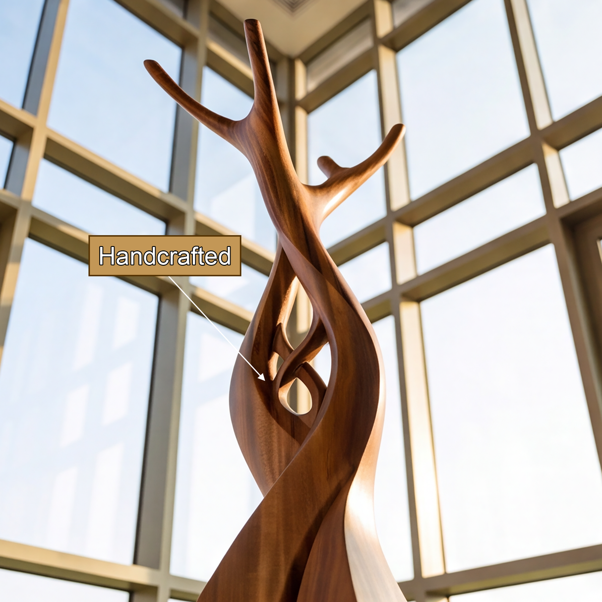Knotspire Handcrafted Sculpted Solid Wood Tree Coat Rack