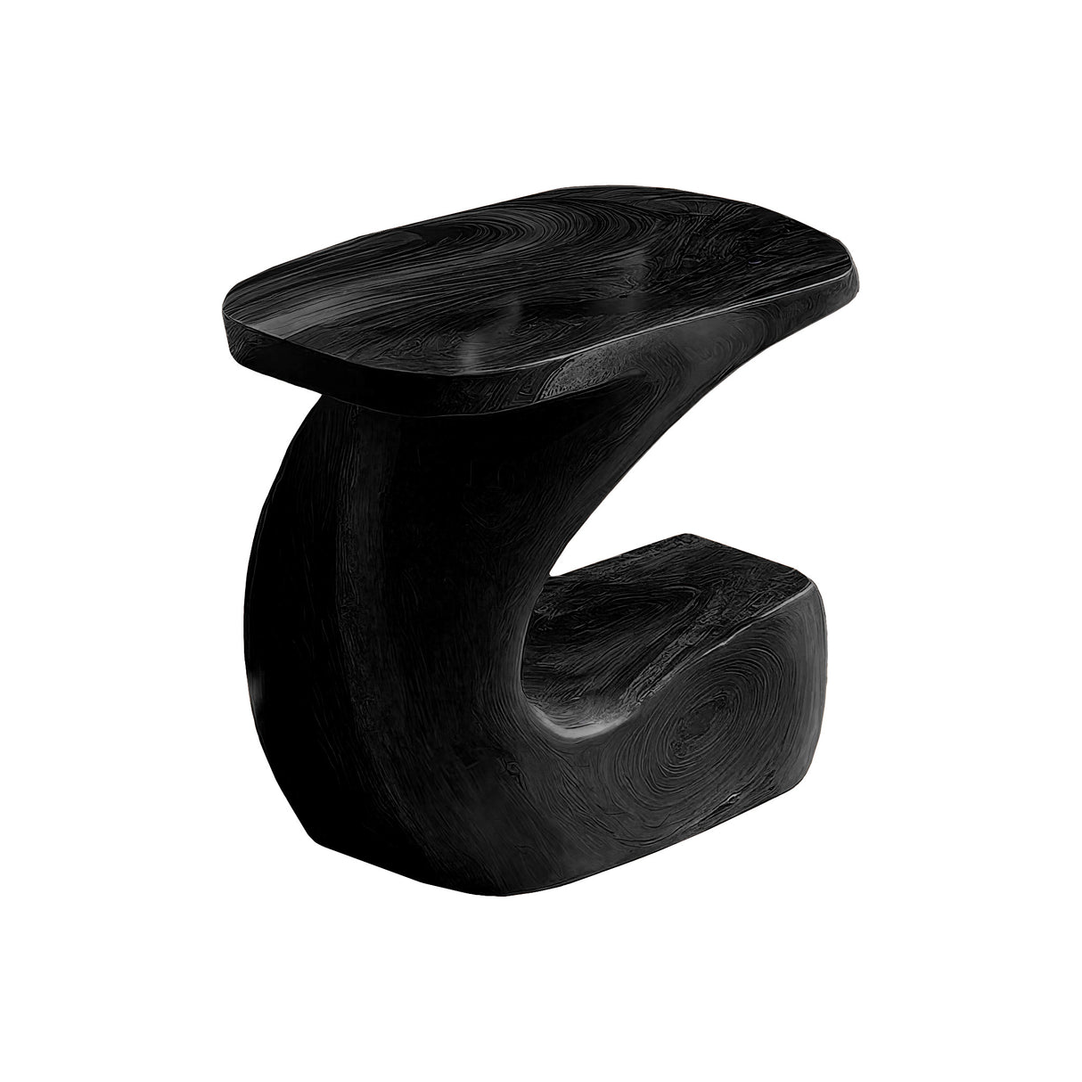 Kora Curve Solid Wood Side Table Black - Timberustic Side Table