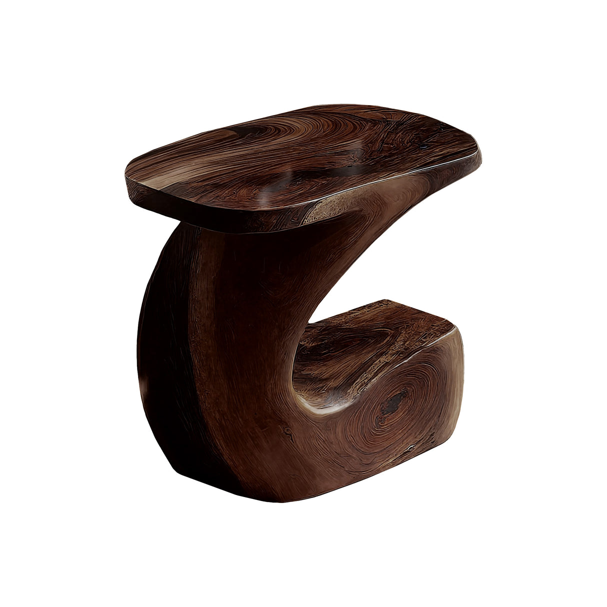 Kora Curve Solid Wood Side Table Dark Walnut - Timberustic Side Table