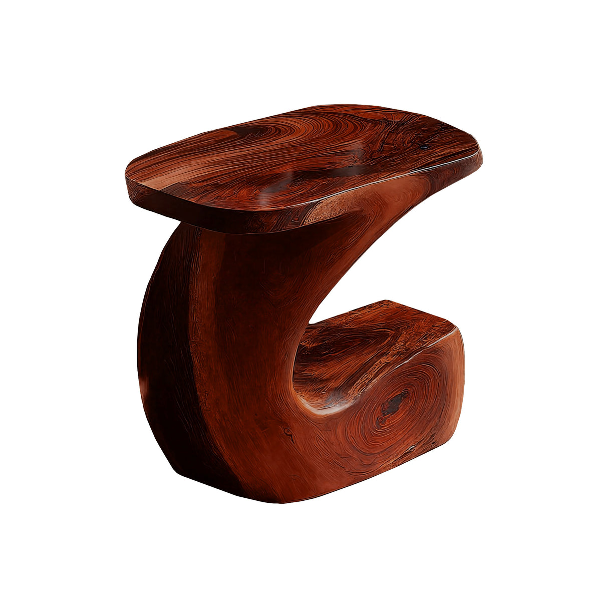 Kora Curve Solid Wood Side Table Mahogany - Timberustic Side Table