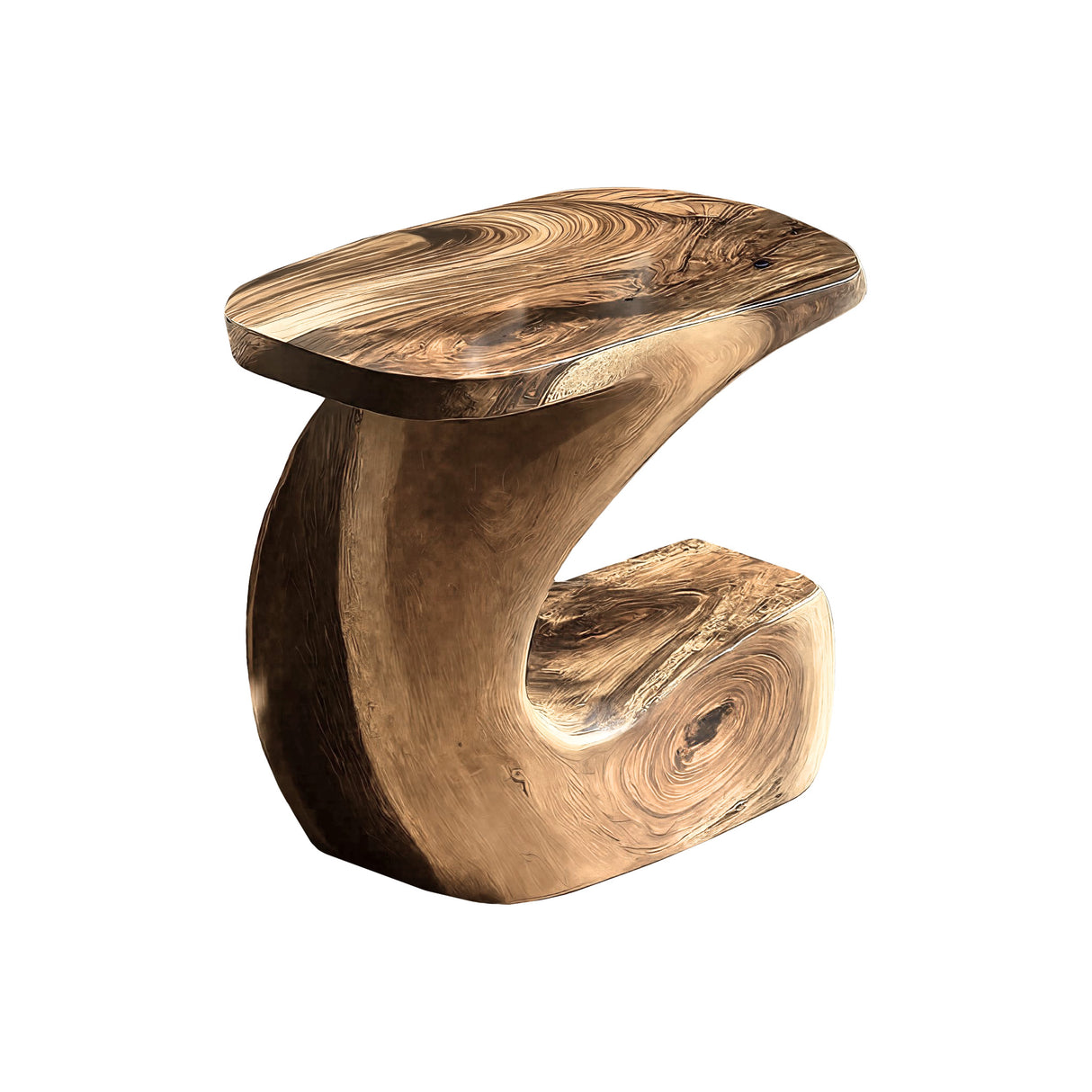 Kora Curve Solid Wood Side Table Natural Oak - Timberustic Side Table