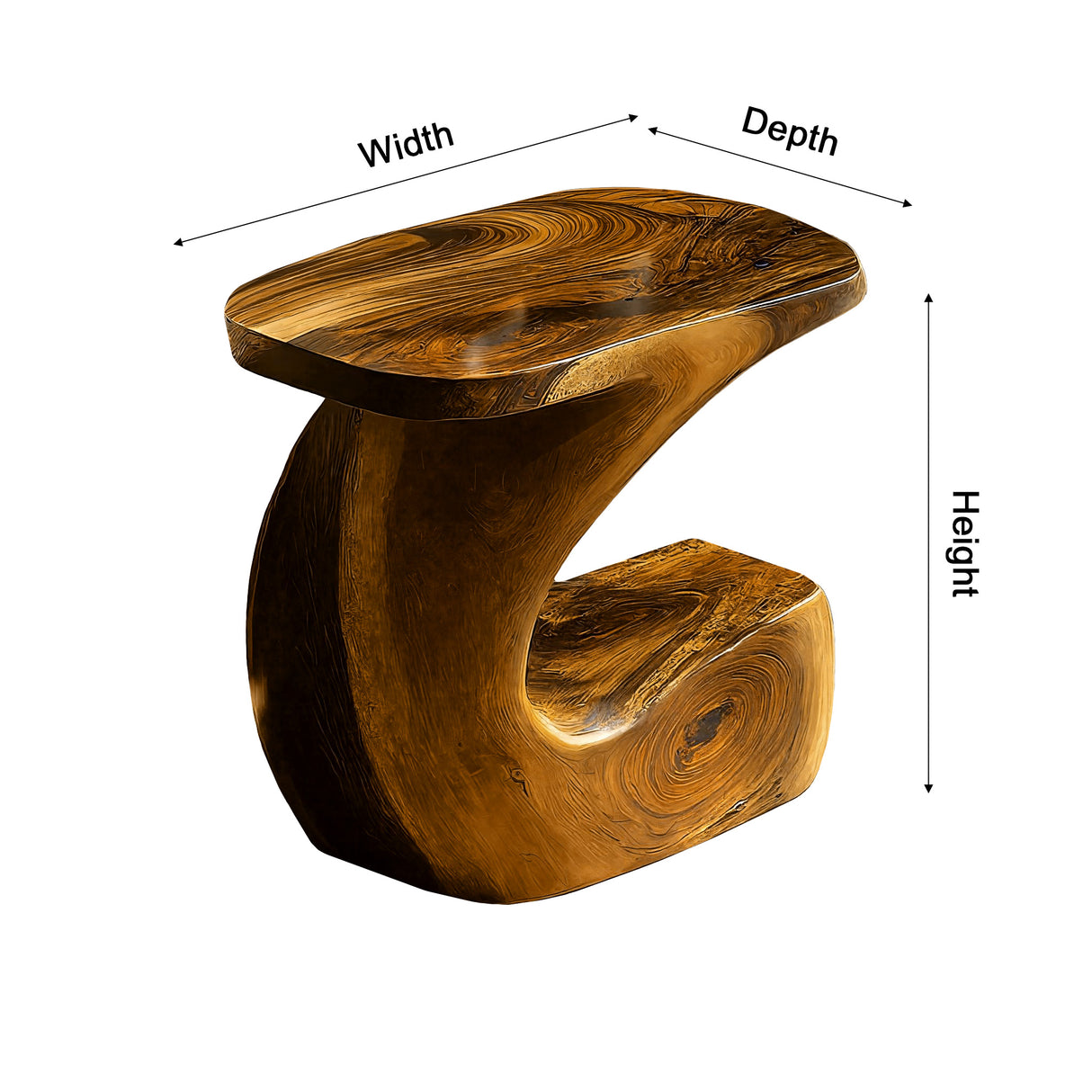 Kora Curve Solid Wood Side Table - Timberustic Side Table