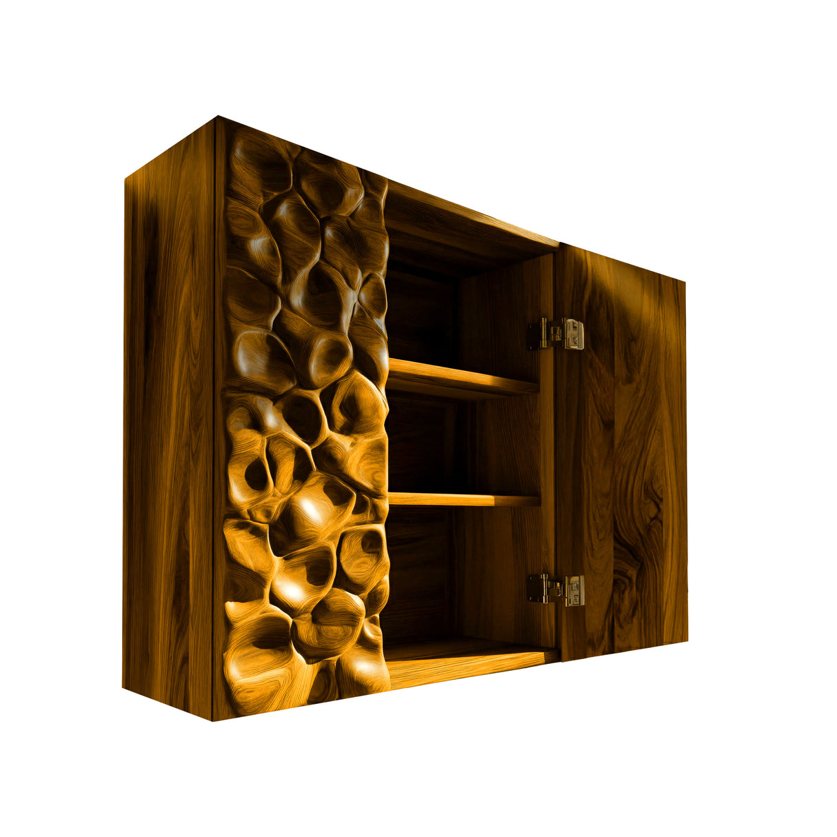 Korren Sculpted Solid Wood Floating Bathroom Cabinet Teak - Timberustic Floating Bathroom Cabinet
