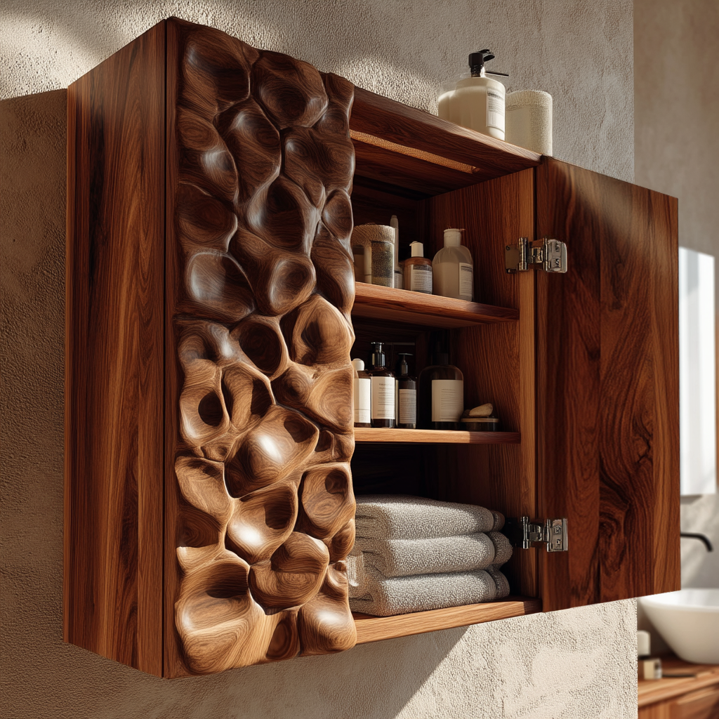 Korren Sculpted Solid Wood Floating Bathroom Cabinet - Timberustic Floating Bathroom Cabinet