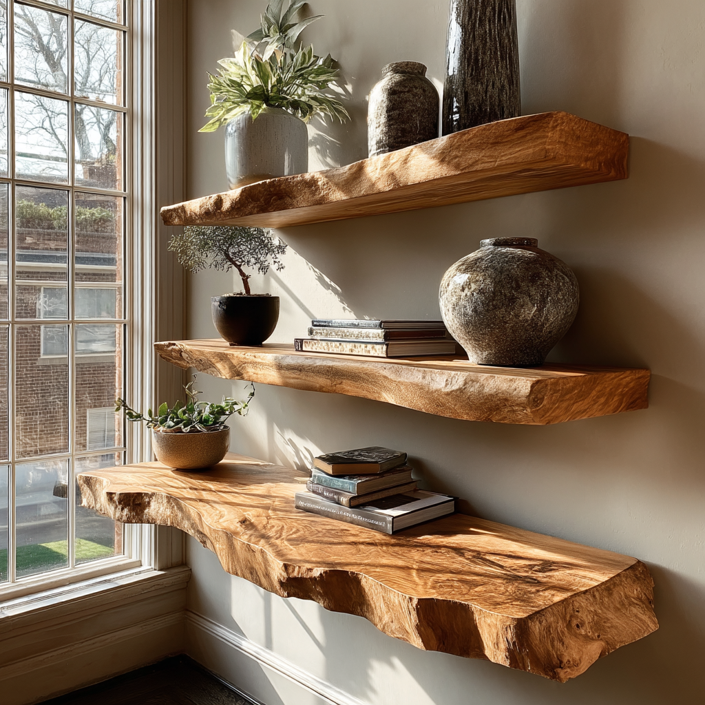 Korvyn Live Edge Solid Wood Floating Shelf SPA209520 - Timberustic Floating Shelf