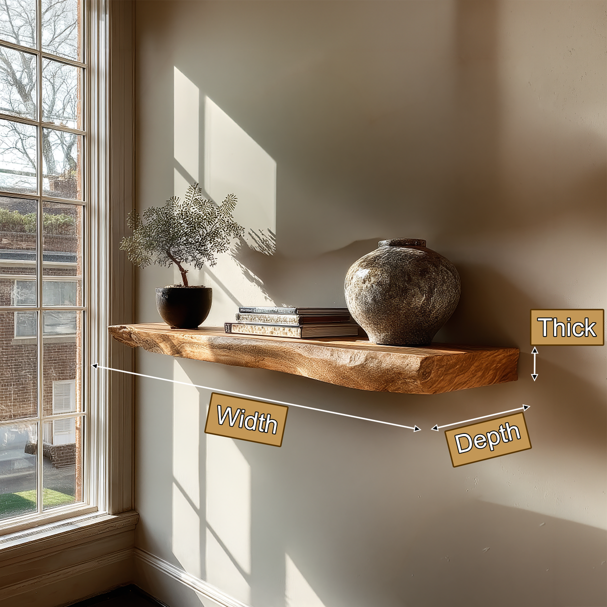 Korvyn Live Edge Solid Wood Floating Shelf SPA209520 - Timberustic Floating Shelf