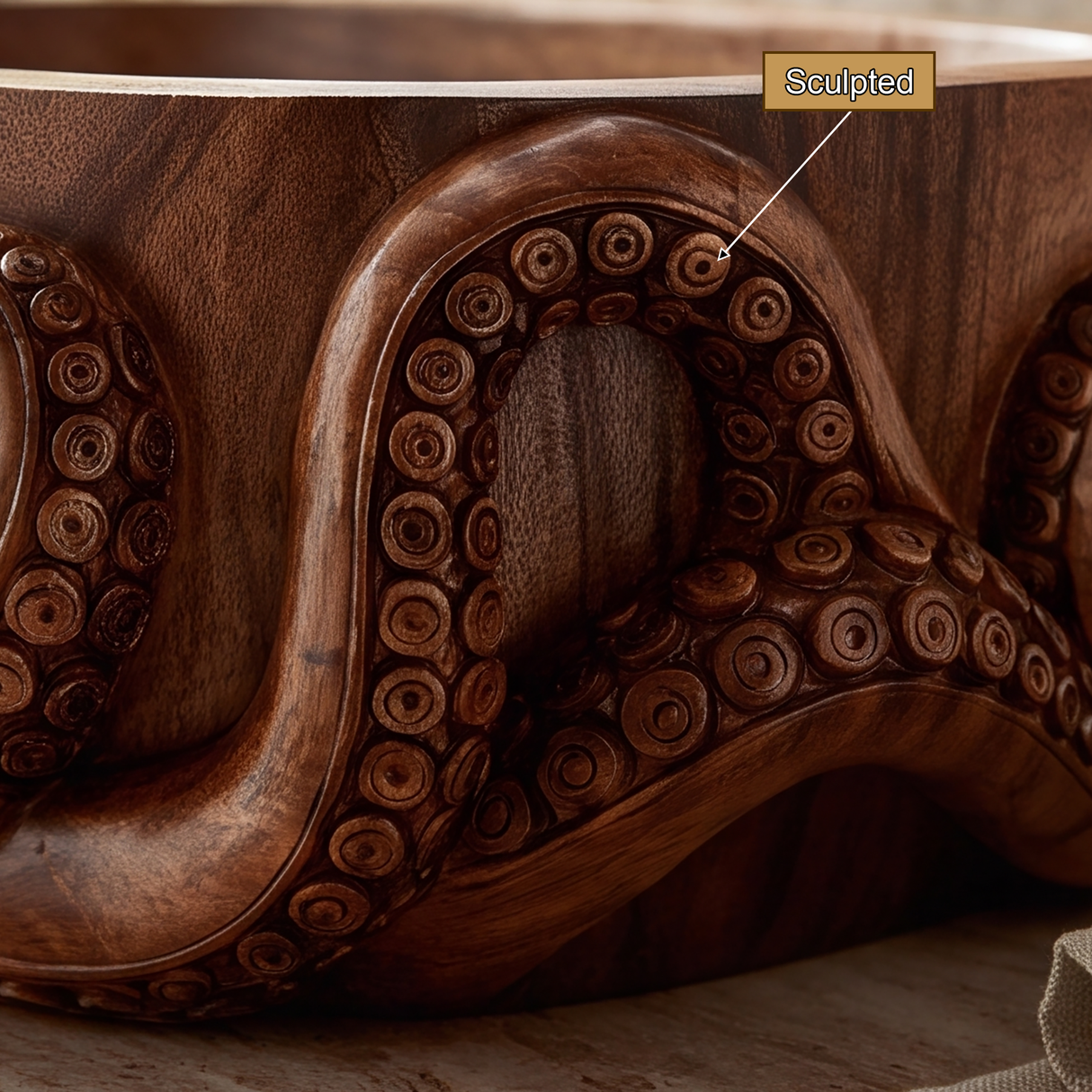 Krakora Handcrafted Solid Wood Octopus Vessel Sink