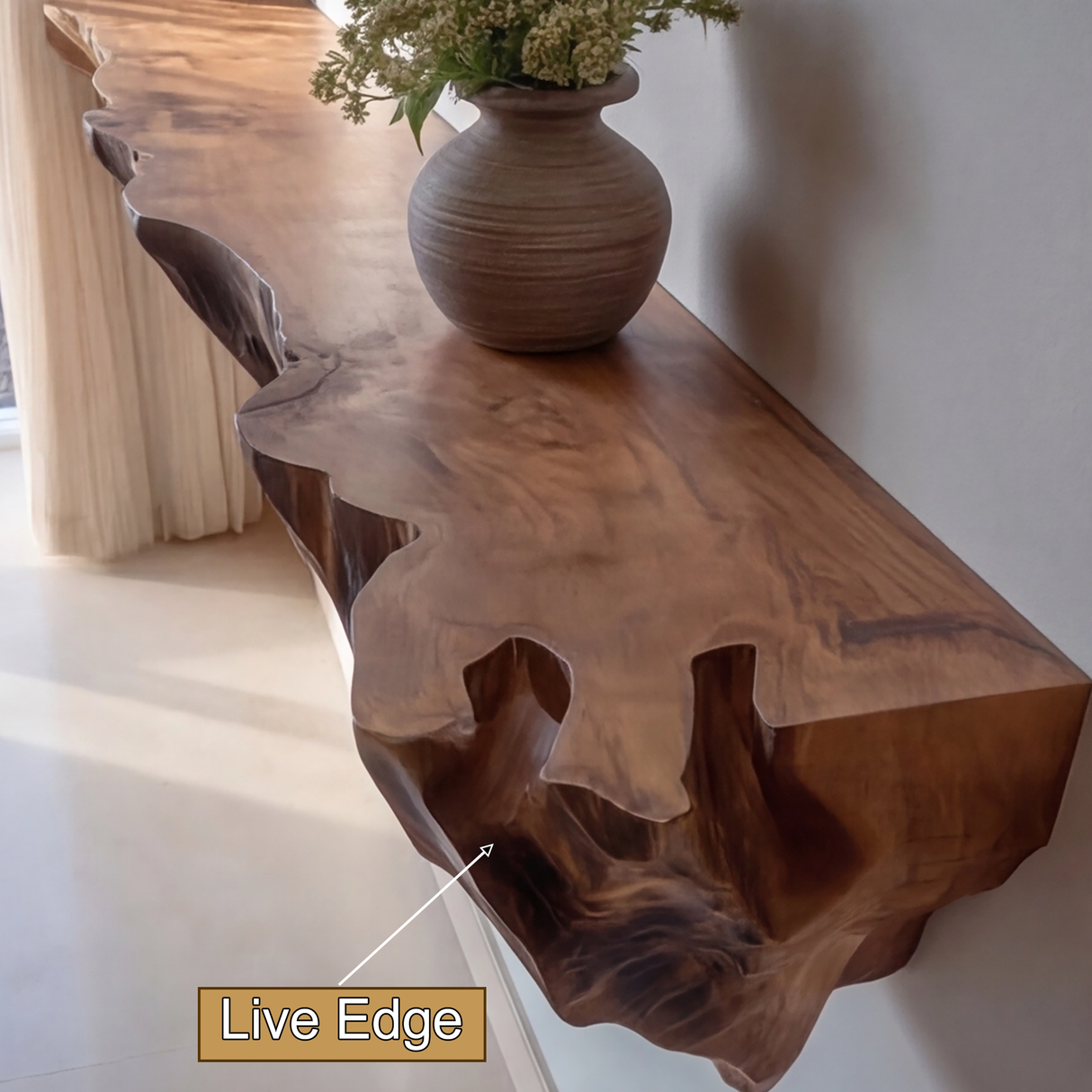Kryveth Live Edge Solid Wood Mountain Floating Shelf SPA215478 - Timberustic Floating Shelf