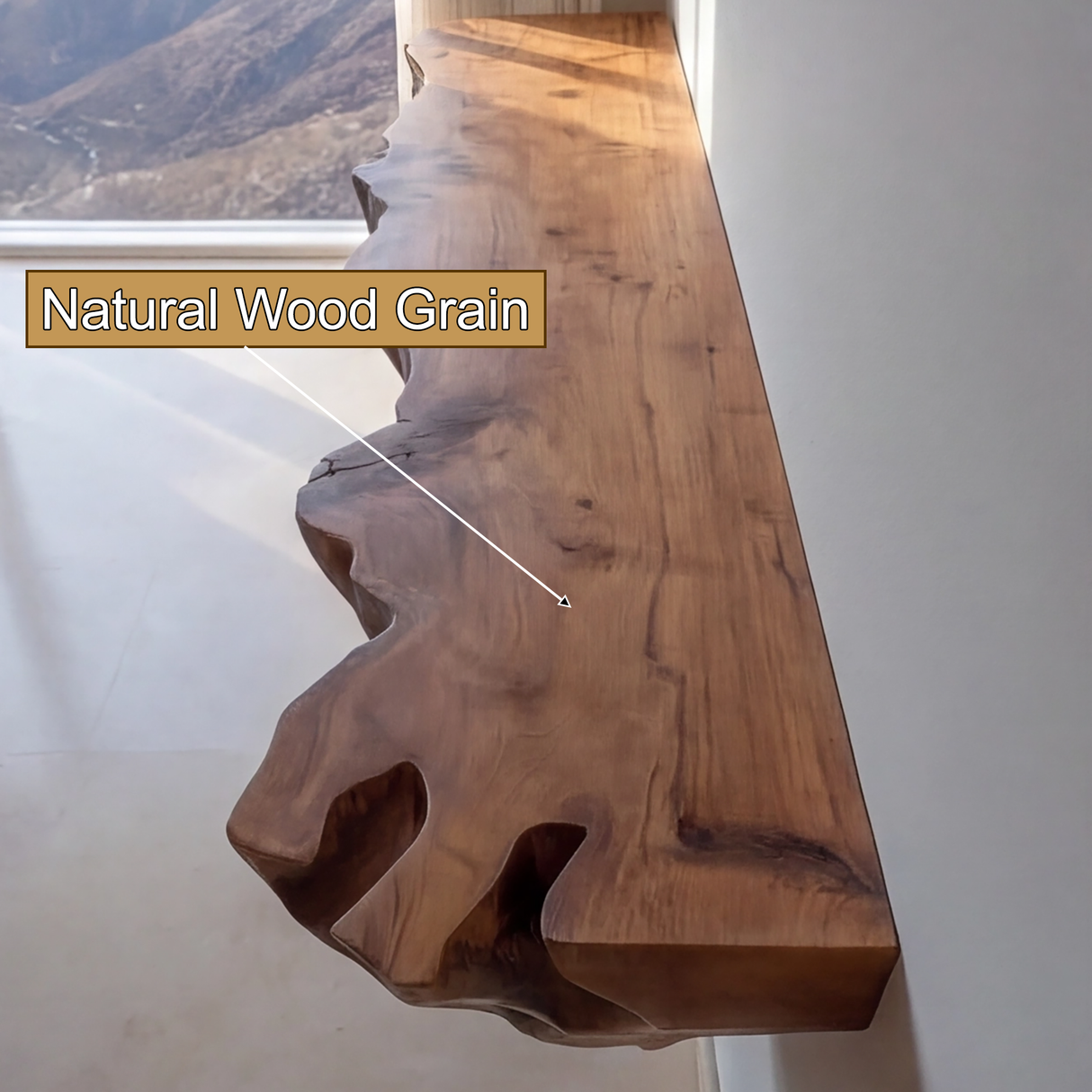 Kryveth Live Edge Solid Wood Mountain Floating Shelf SPA215478 - Timberustic Floating Shelf
