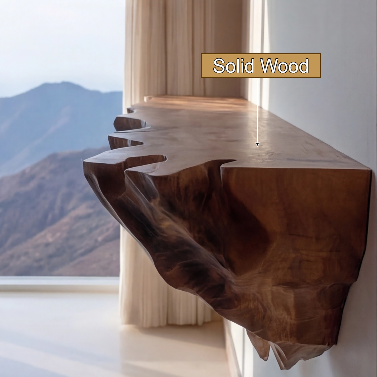 Kryveth Live Edge Solid Wood Mountain Floating Shelf SPA215478 - Timberustic Floating Shelf