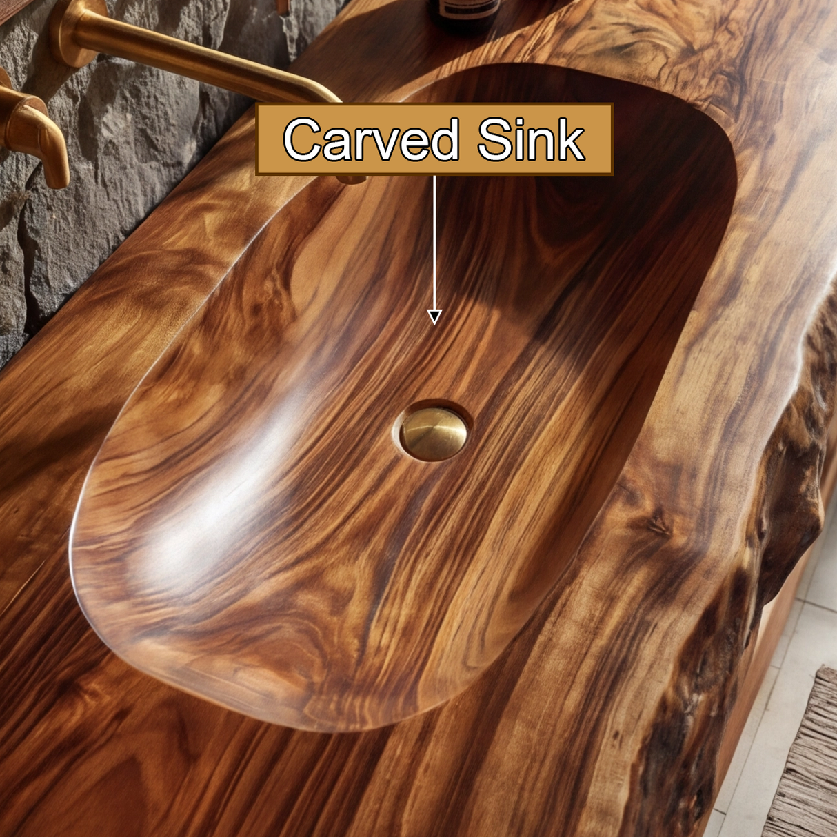 Larevyn Live Edge Solid Wood Floating Bathroom Vanity with Integrated Sink SPA364436 - Timberustic Floating Bathroom Vanity with Integrated Sink