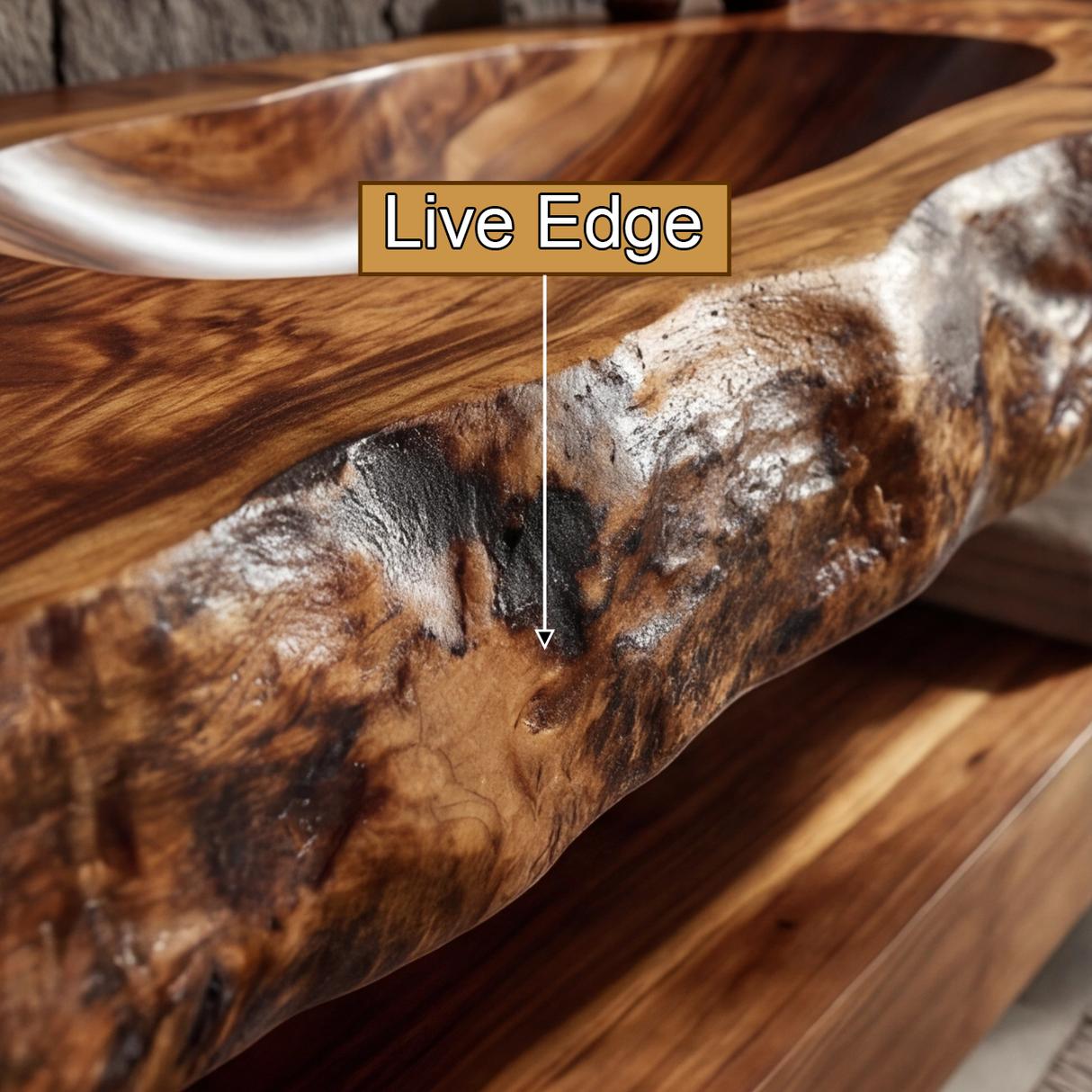 Larevyn Live Edge Solid Wood Floating Bathroom Vanity with Integrated Sink SPA364436 - Timberustic Floating Bathroom Vanity with Integrated Sink