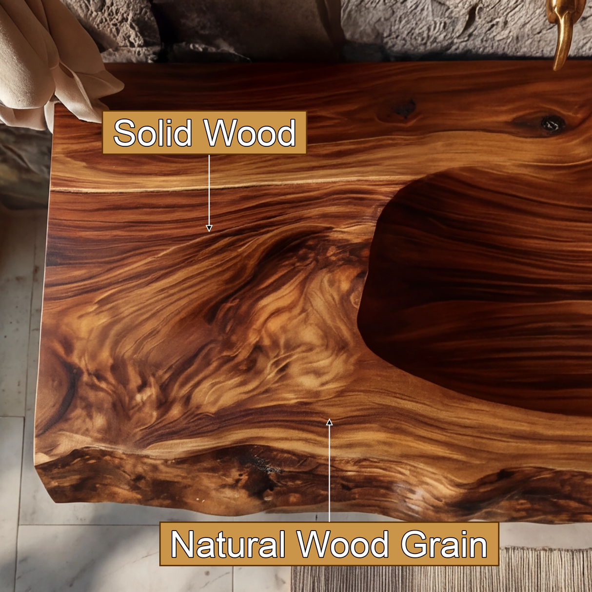 Larevyn Live Edge Solid Wood Floating Bathroom Vanity with Integrated Sink SPA364436 - Timberustic Floating Bathroom Vanity with Integrated Sink