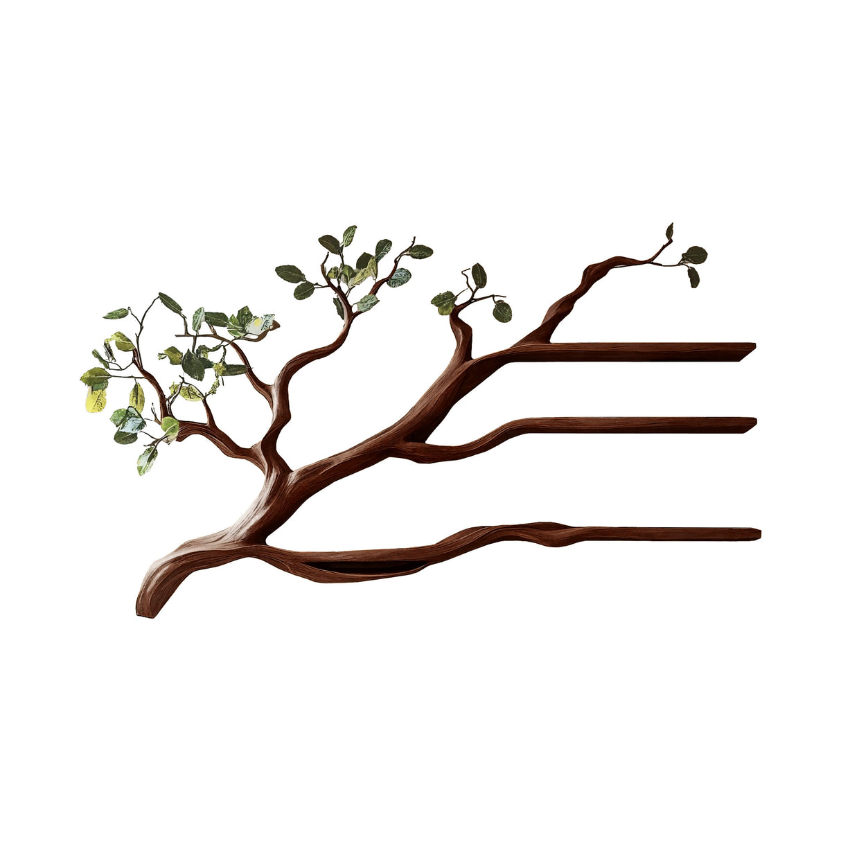 Lignara Live Edge Solid Wood Tree-Inspired Bookshelf Dark Walnut - Timberustic Tree Bookshelf