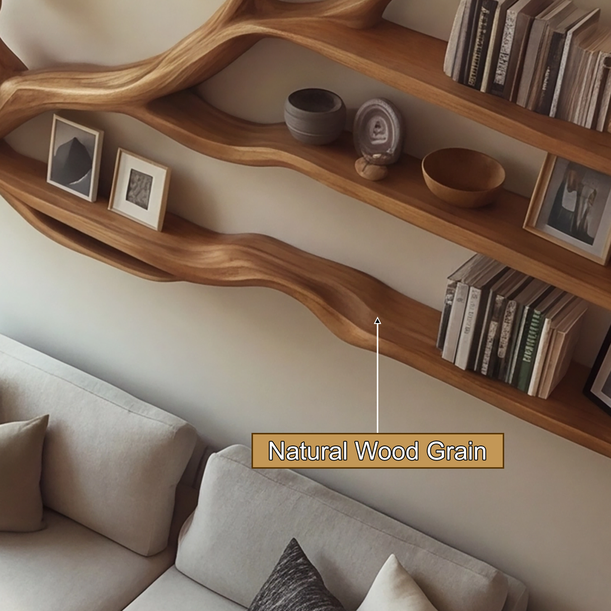 Lignara Live Edge Solid Wood Tree-Inspired Bookshelf - Timberustic Tree Bookshelf
