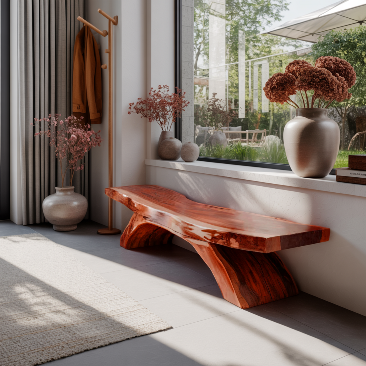 Liora Modern Rustic Live Edge Solid Wood Bench