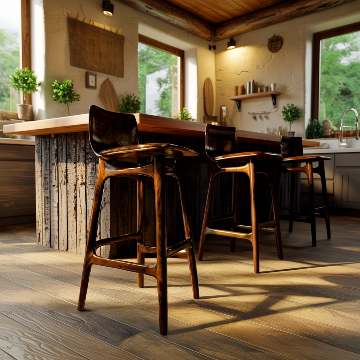 Lioren Arc Solid Wood Bar Stool - Timberustic Bar Stool