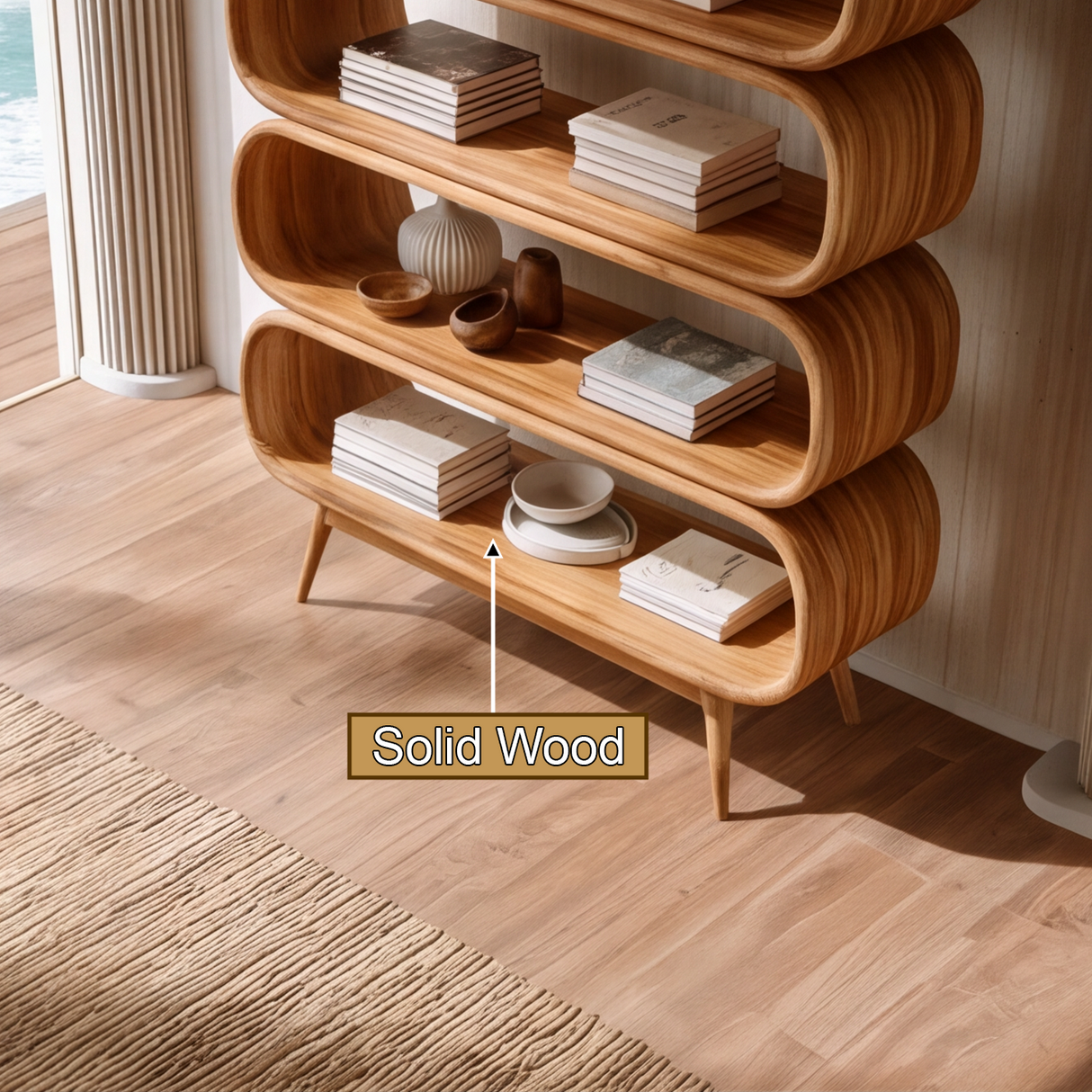 Lioren Handcrafted Solid Wood Bookshelf