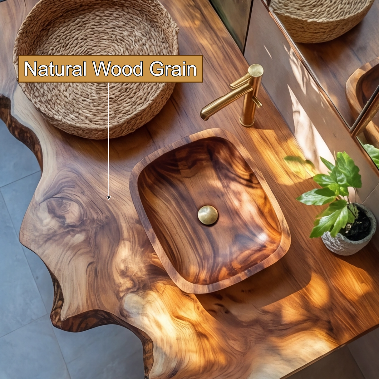 Lioren Live Edge Solid Wood Floating Bathroom Vanity SPA318184 - Timberustic Floating Bathroom Vanity
