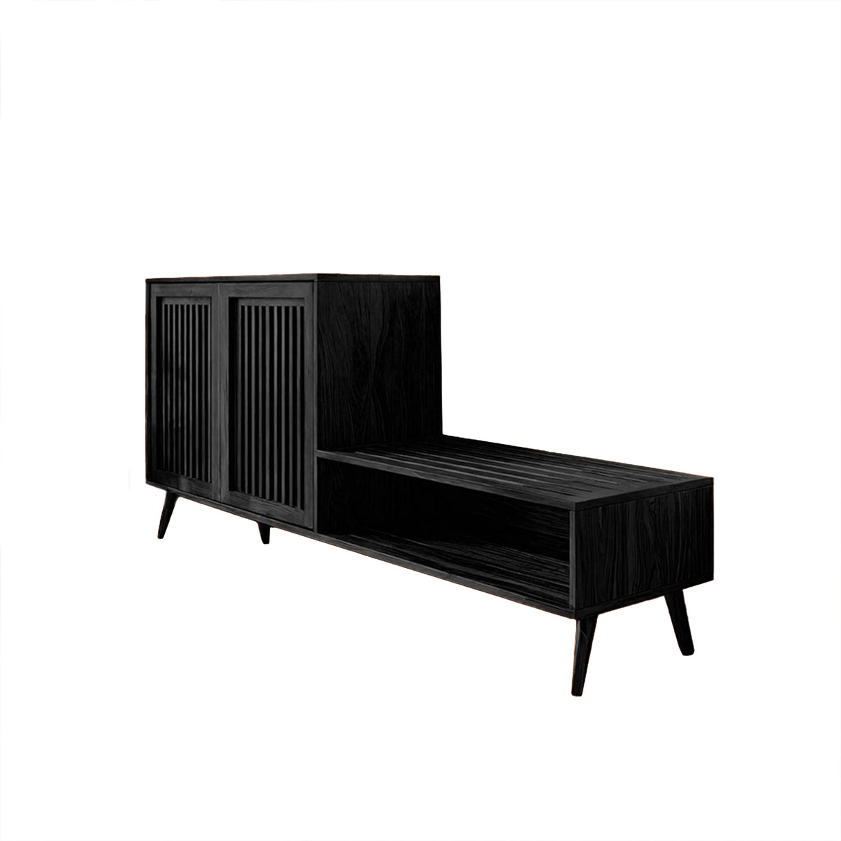 Lioren Solid Wood Entryway Bench with Storage and Low Cabinet Black - Timberustic Entryway Bench with Storage