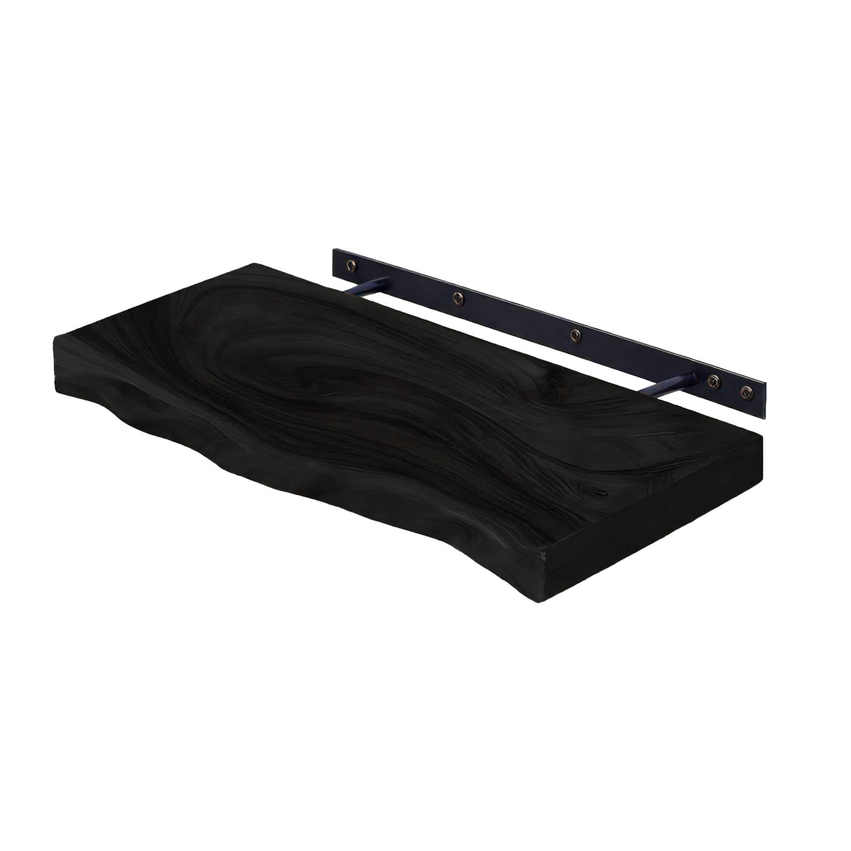 Live Edge Rustic Solid Wood Floating Shelf Black - Timberustic Floating Shelf