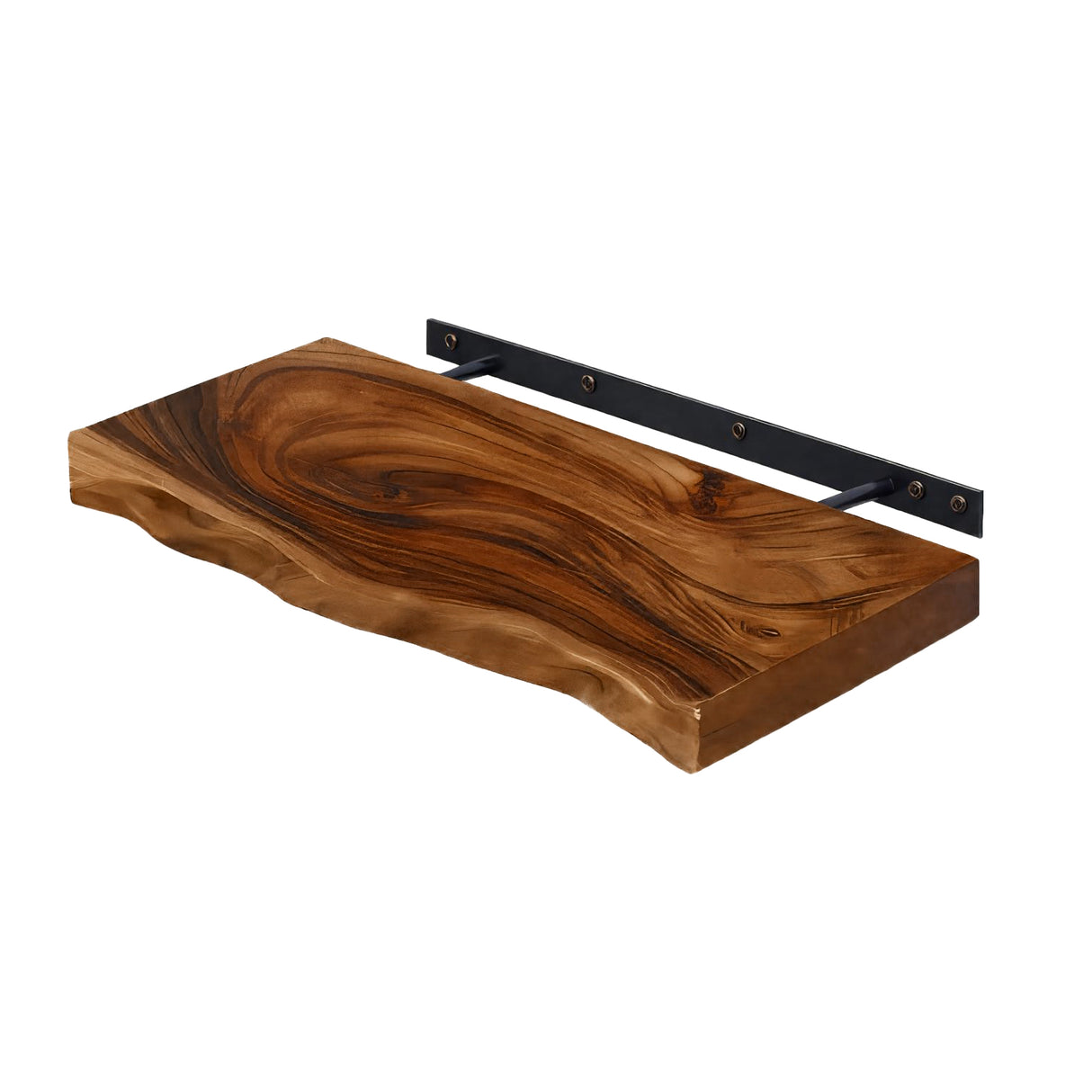 Live Edge Rustic Solid Wood Floating Shelf Brown - Timberustic Floating Shelf