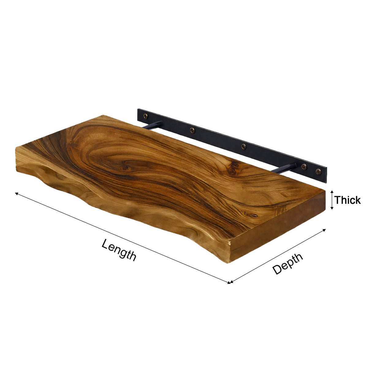 Live Edge Rustic Solid Wood Floating Shelf - Timberustic Floating Shelf
