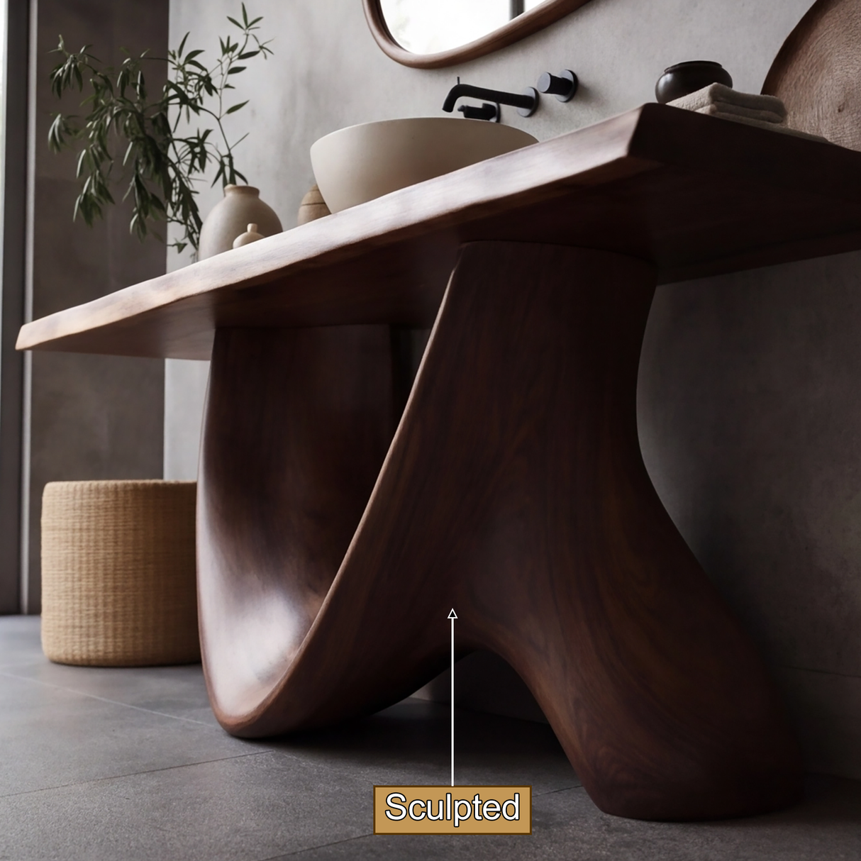 Lorvain Sculpted Solid Wood Freestanding Bathroom Vanity - Timberustic Freestanding Bathroom Vanity