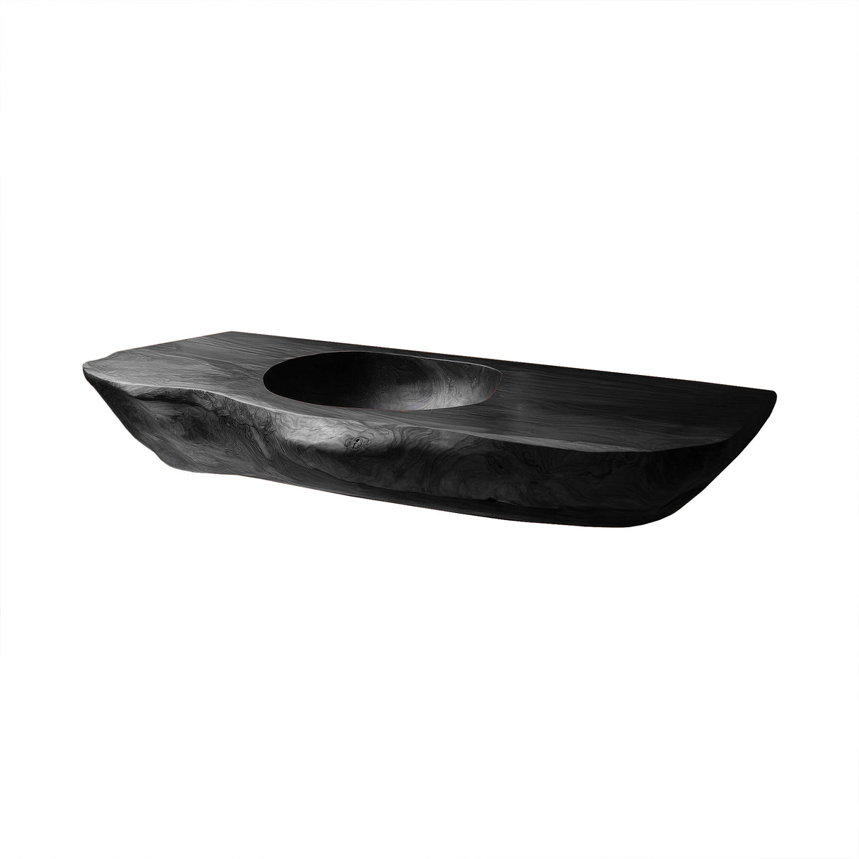 Lorvane Sculpted Live Edge Solid Wood Floating Bathroom Vanity with Integrated Sink Black - Timberustic Floating Bathroom Vanity with Integrated Sink