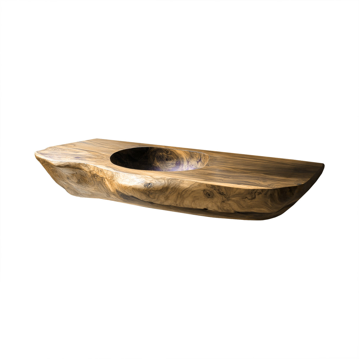 Lorvane Sculpted Live Edge Solid Wood Floating Bathroom Vanity with Integrated Sink Natural Oak - Timberustic Floating Bathroom Vanity with Integrated Sink