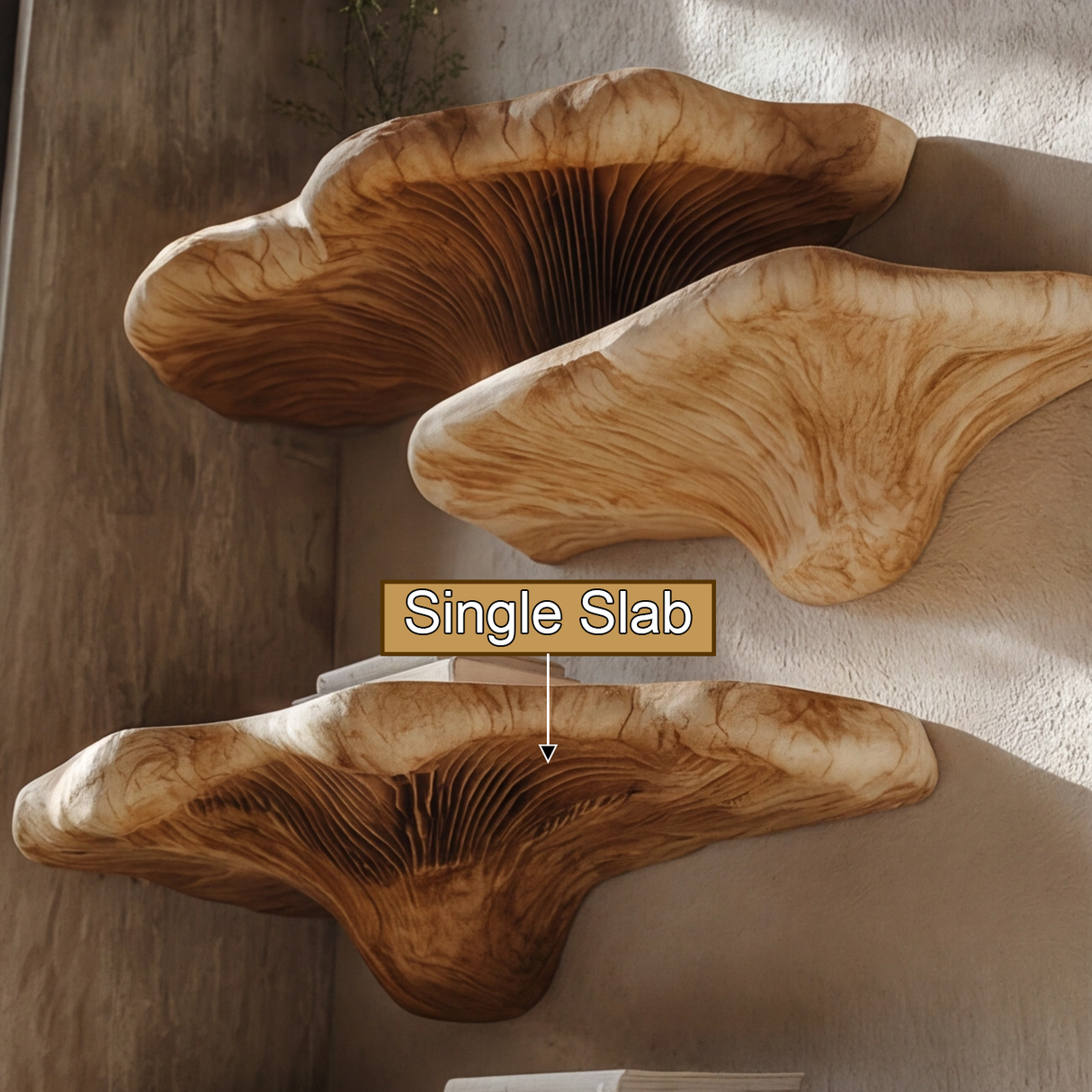 Lumivale Live Edge Solid Wood Mushroom Floating Shelf SPA954051 - Timberustic Floating Shelf