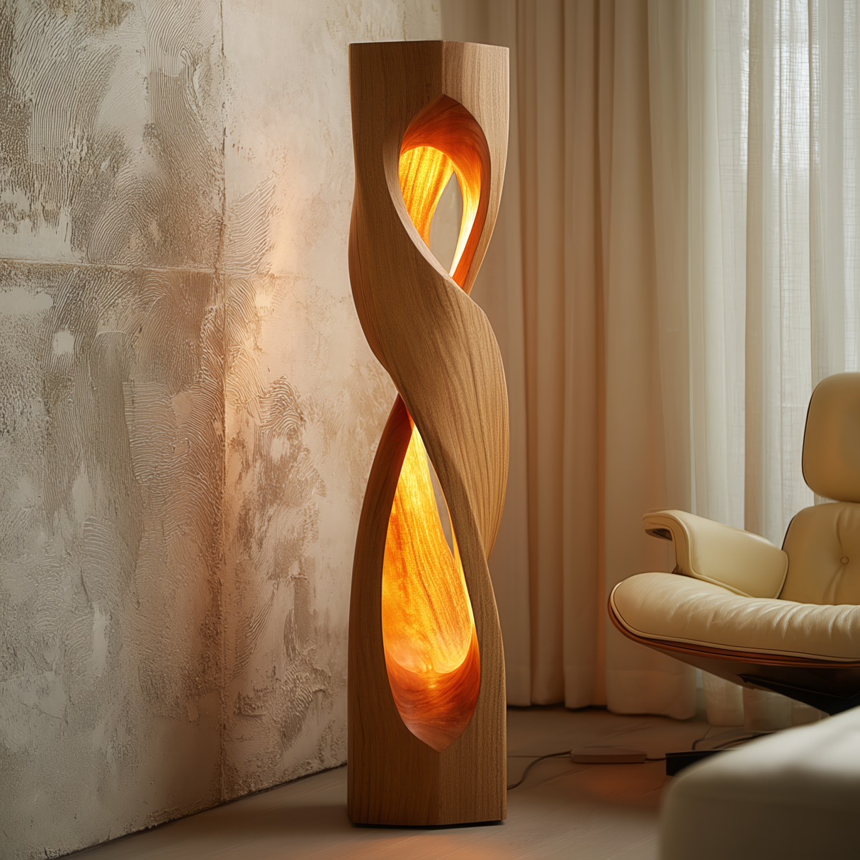 Lumora Sculpted Solid Wood Floor Lamp - Timberustic Floor Lamp