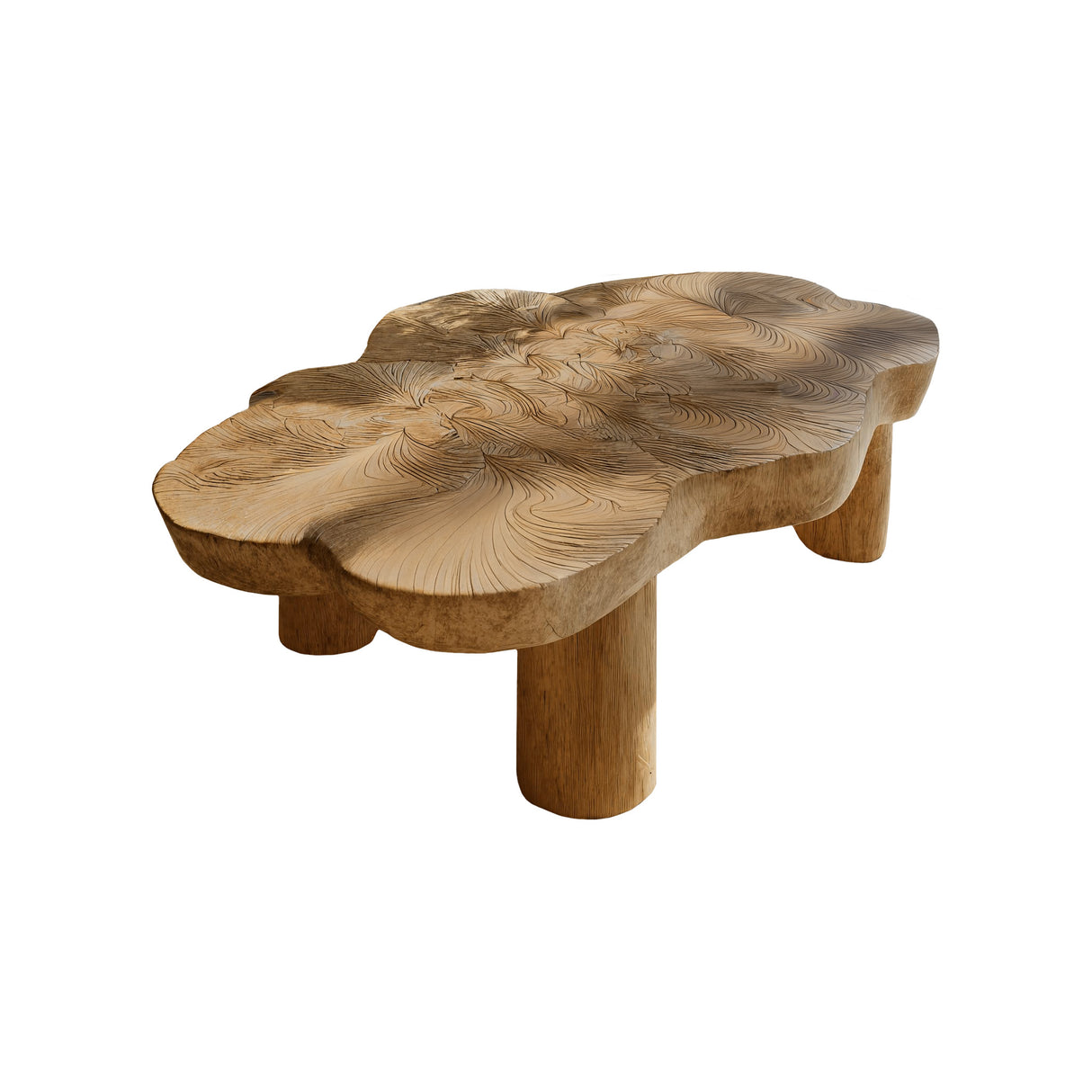 Lunara Bloom Handcrafted Solid Wood Coffee Table