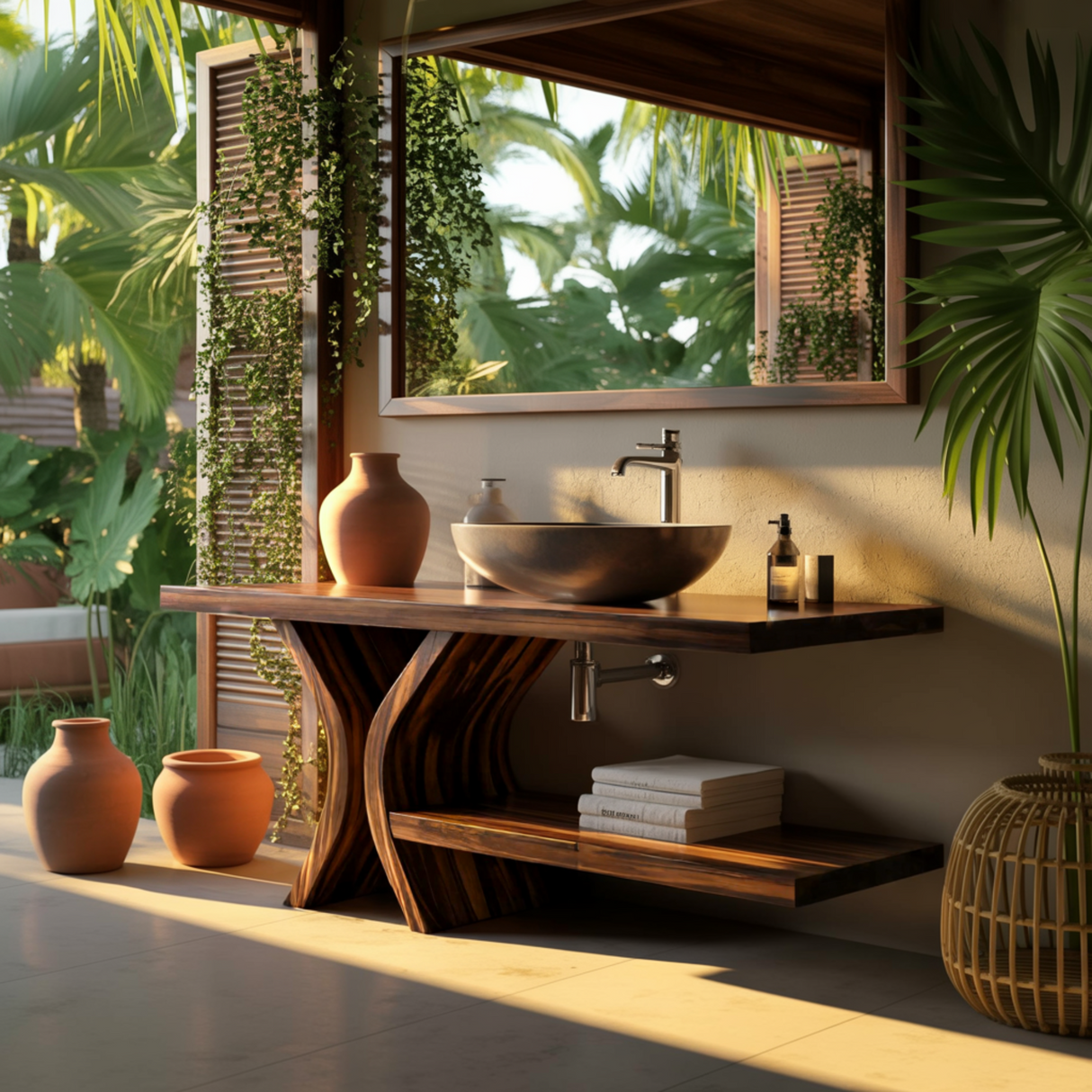 Lunara Flowform Solid Wood Bathroom Vanity