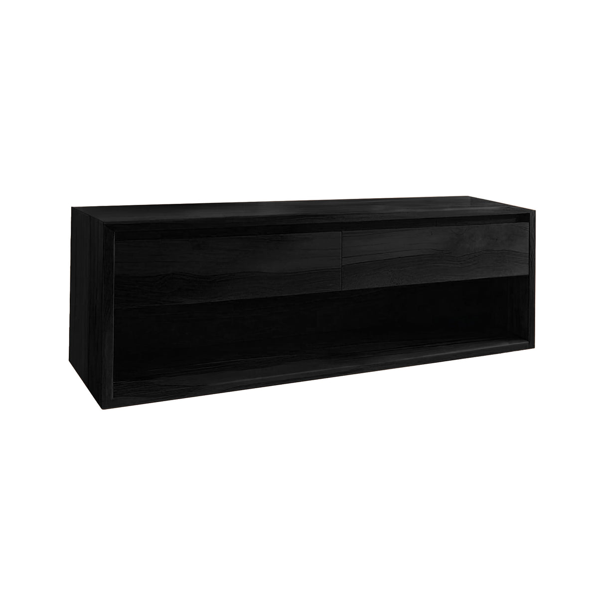 Lunara Minimal Japandi Handcrafted Solid Wood Floating Bathroom Vanity With Drawers Black - Timberustic Floating Bathroom Vanity With Drawers