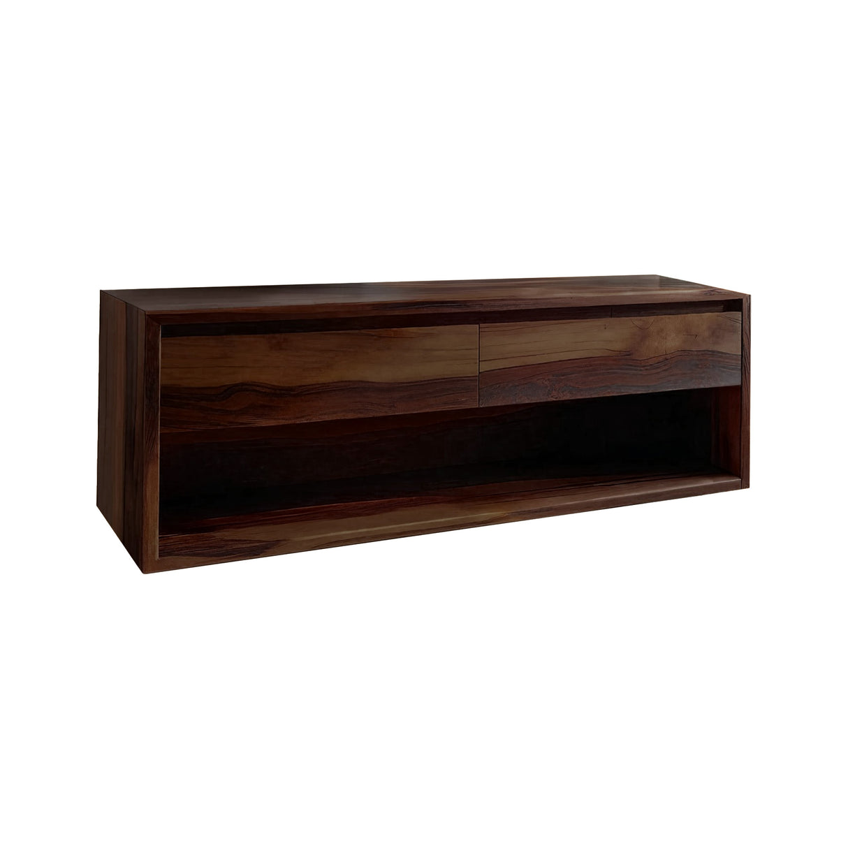 Lunara Minimal Japandi Handcrafted Solid Wood Floating Bathroom Vanity With Drawers Dark Walnut - Timberustic Floating Bathroom Vanity With Drawers