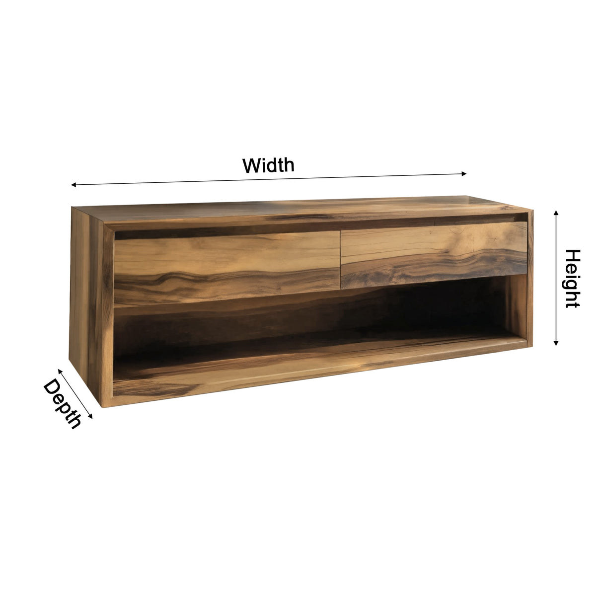 Lunara Minimal Japandi Handcrafted Solid Wood Floating Bathroom Vanity With Drawers