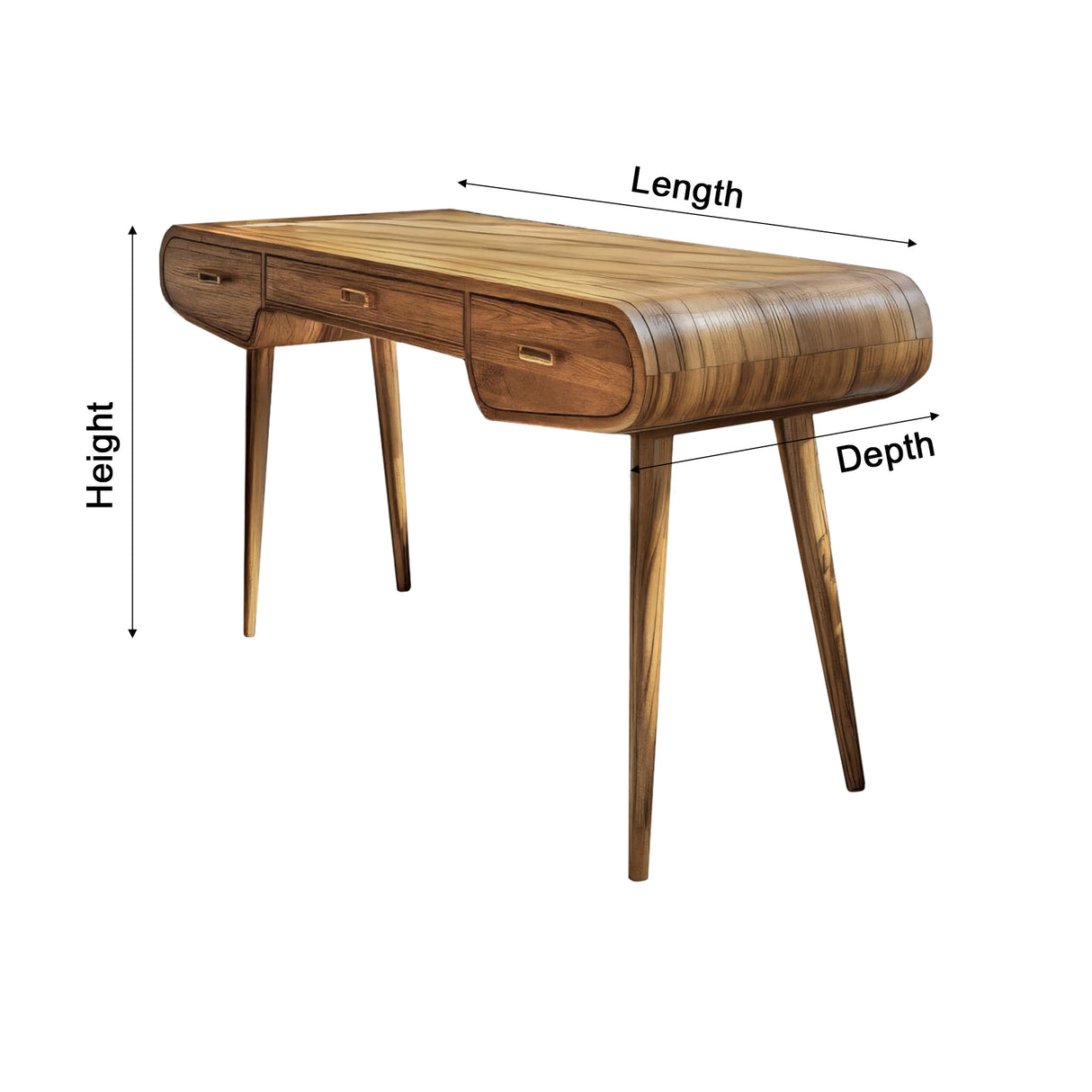 Lunara Retro Fine-Crafted Solid Wood Desk with Drawers