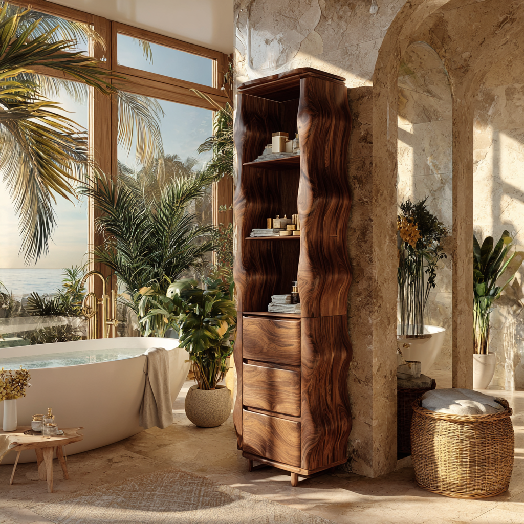 Lunara Sculpted Solid Wood Bathroom Cabinet - Timberustic Bathroom Cabinet
