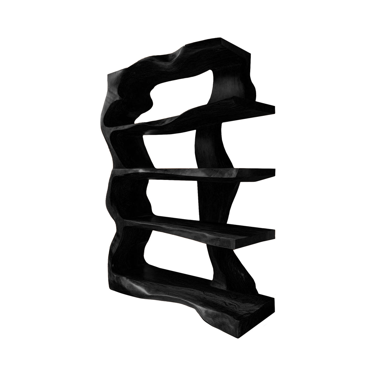 Lunara Sculpted Solid Wood Bathroom Display Shelf Black - Timberustic Bathroom Display Shelf